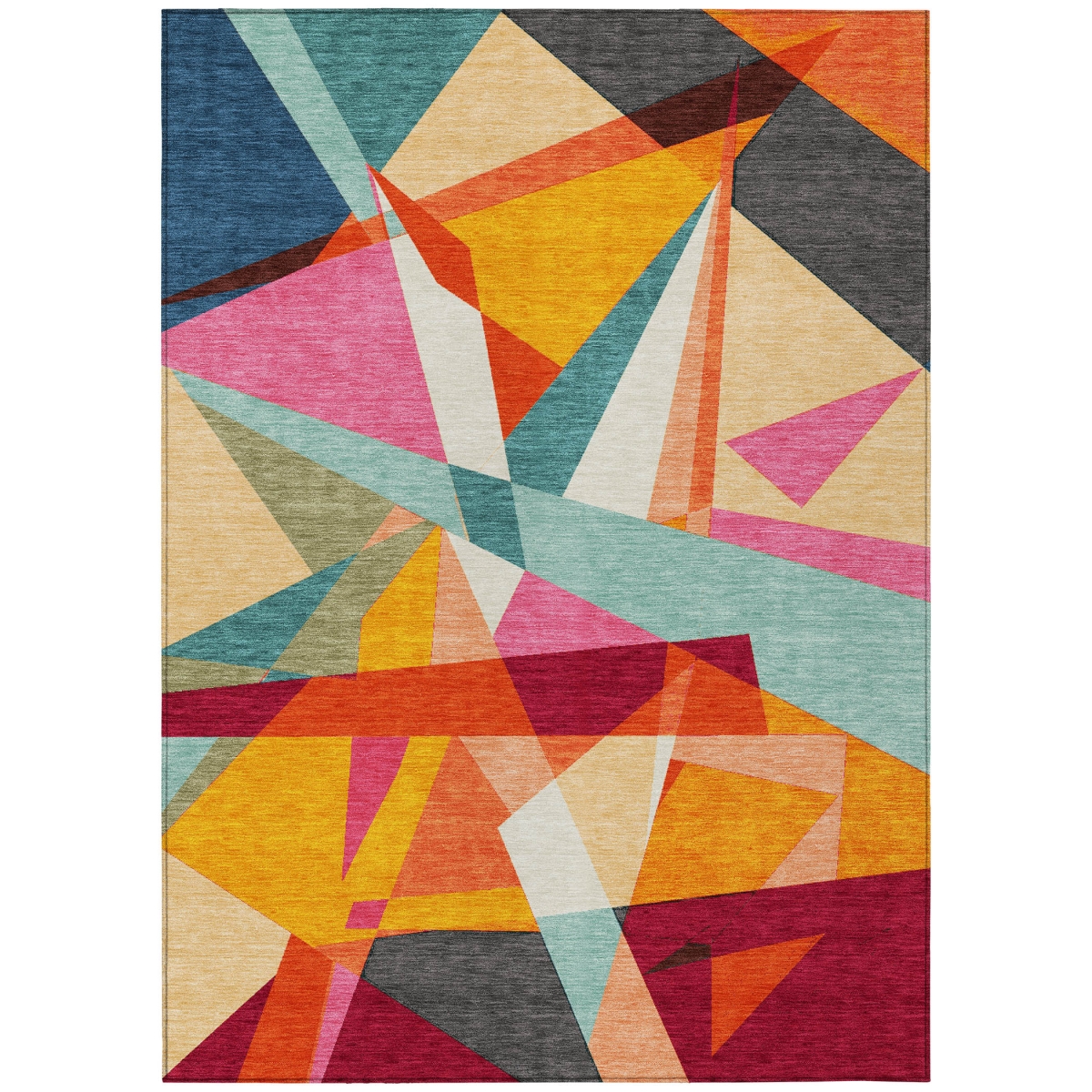 611963 10 x 14 ft. Orange Blue & Gold Geometric Washable Transitional Indoor & Outdoor Rectangle Area Rug