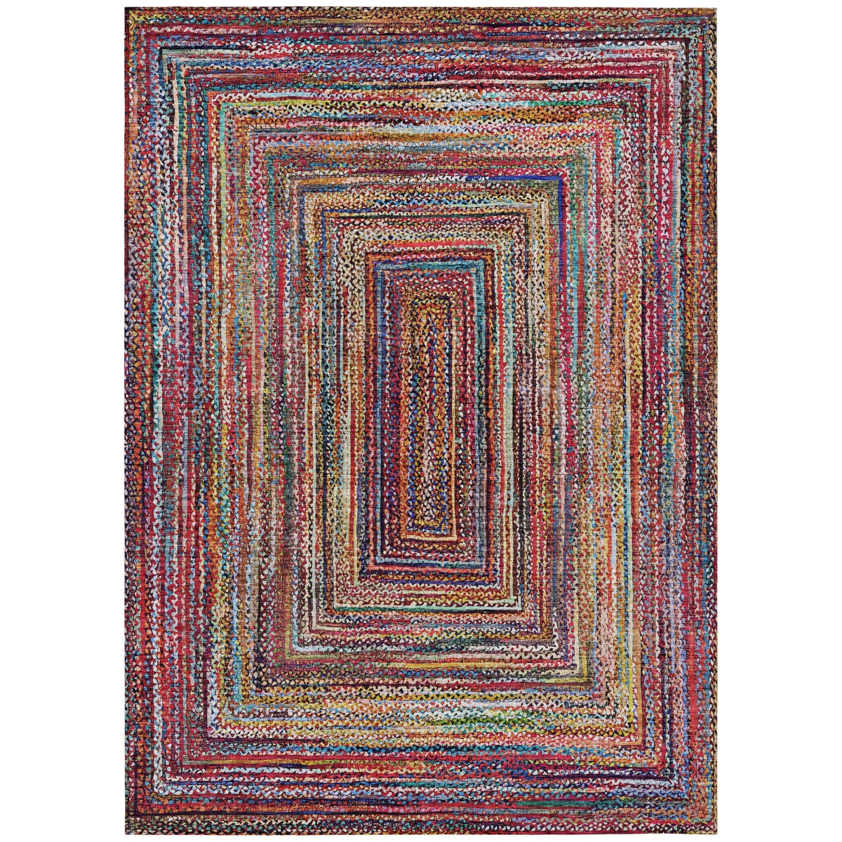618938 5 x 8 ft. Rust Blue & Gold Geometric Washable Transitional Indoor & Outdoor Rectangle Area Rug