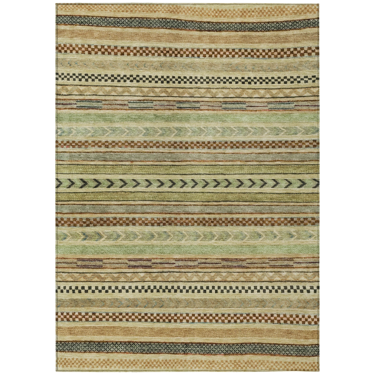 615324 9 x 12 ft. Beige & Taupe Striped Washable Transitional Indoor & Outdoor Rectangle Area Rug