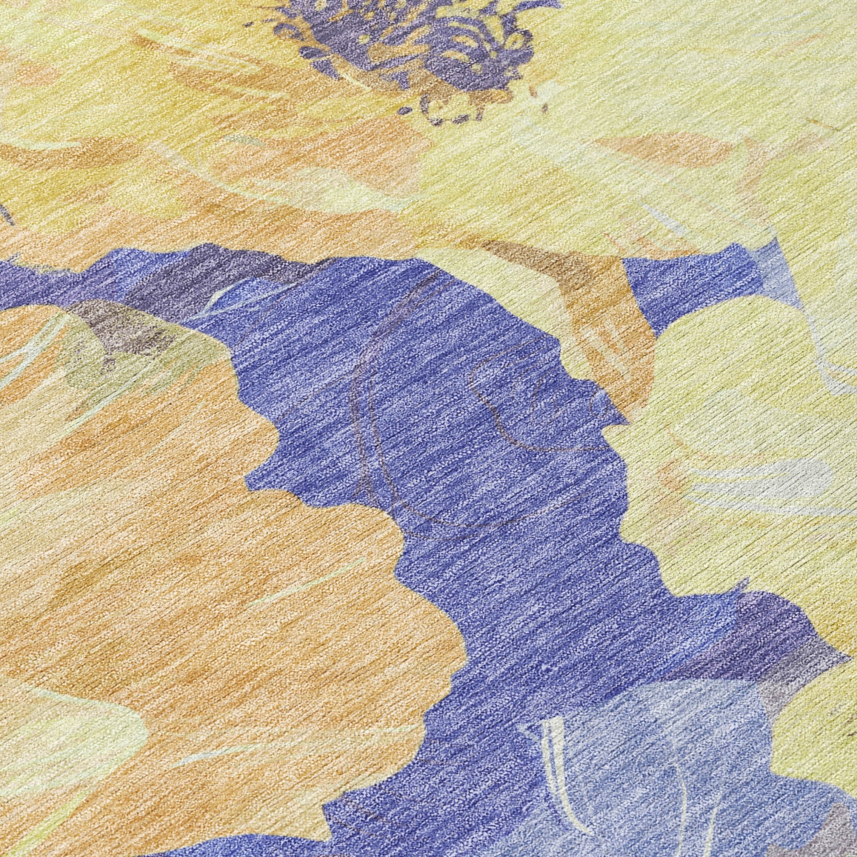 611481 9 x 12 ft. Wheat & Purple Floral Washable Transitional Indoor & Outdoor Rectangle Area Rug