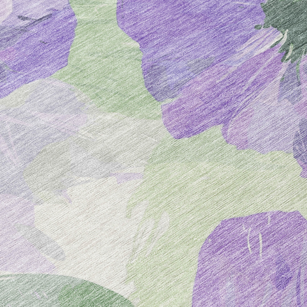 611518 10 x 14 ft. Lavender & Artichoke Green Floral Washable Transitional Indoor & Outdoor Rectangle Area Rug