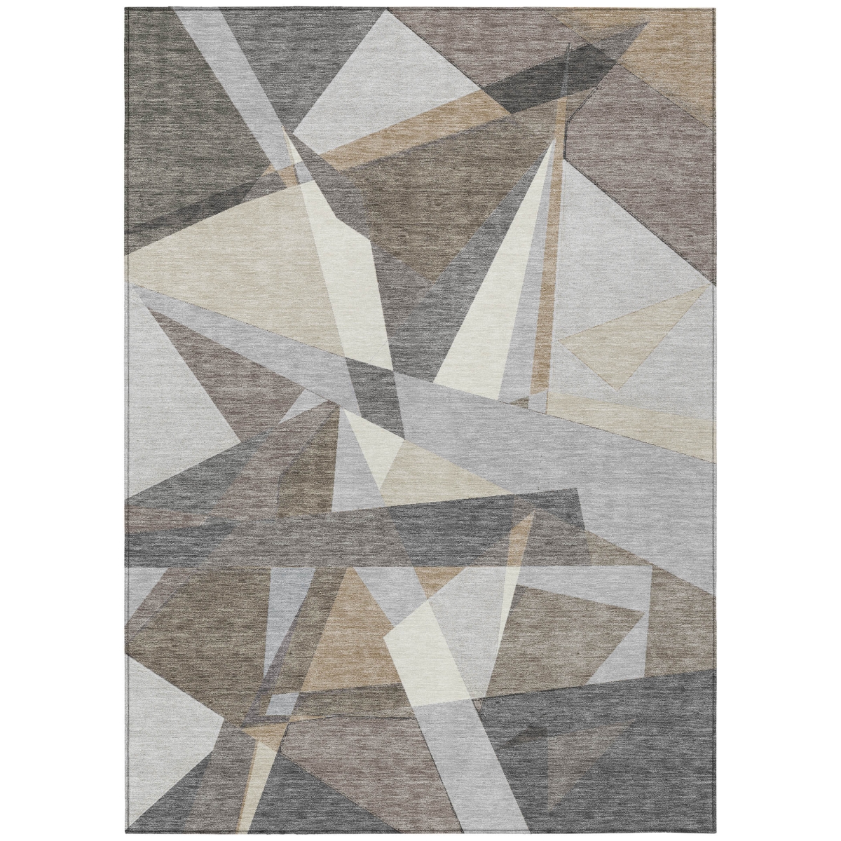 611975 10 x 14 ft. Taupe Khaki & Gray Geometric Washable Transitional Indoor & Outdoor Rectangle Area Rug
