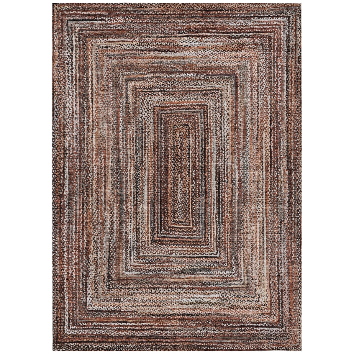 618956 5 x 8 ft. Terra Cotta Copper & Beige Geometric Washable Transitional Indoor & Outdoor Rectangle Area Rug