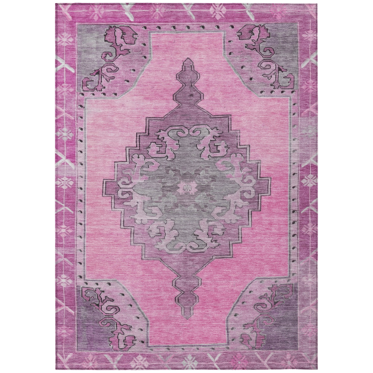 619164 10 x 14 ft. Pink & Blush Geometric Washable Traditional Indoor & Outdoor Rectangle Area Rug
