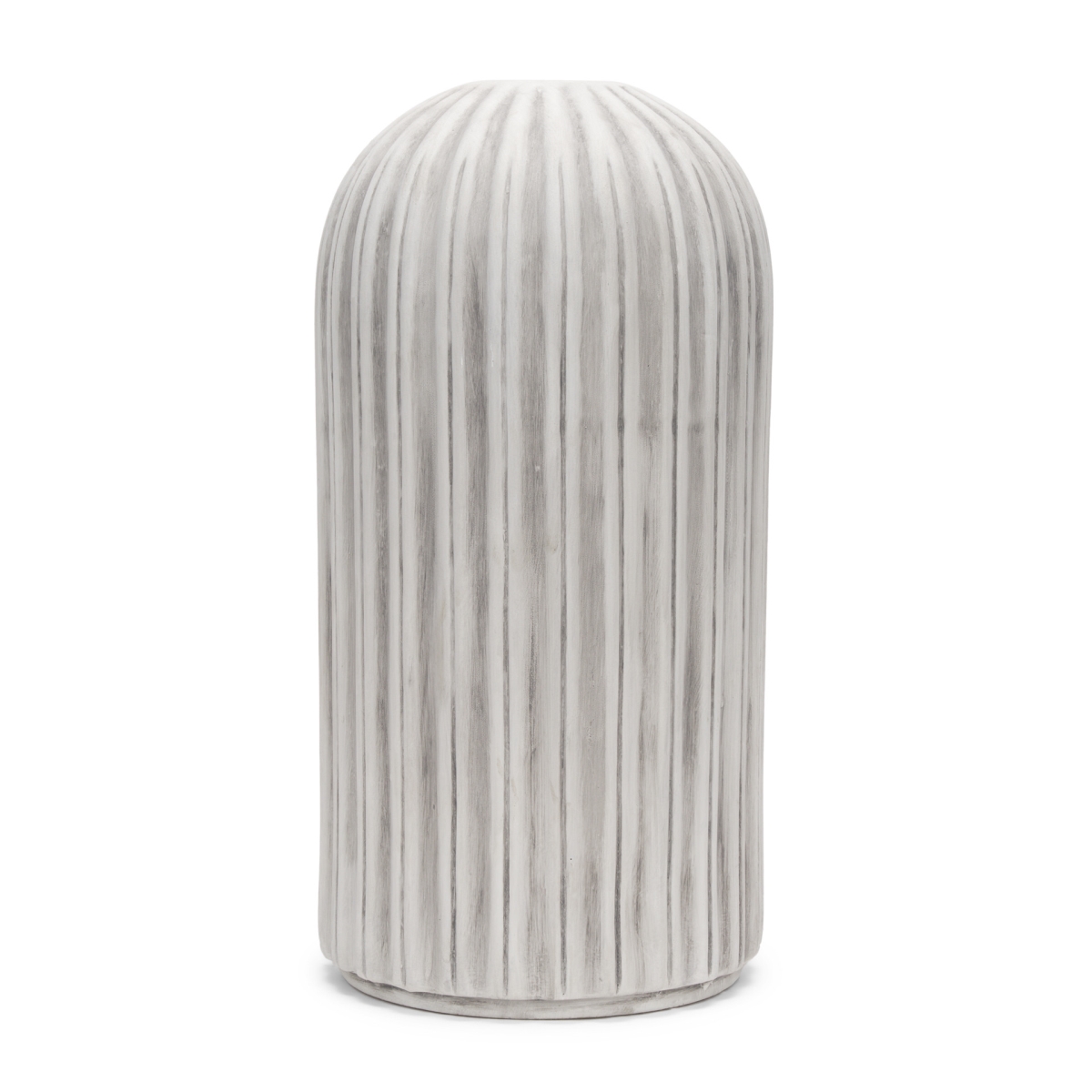 608583 21 in. Gray & White Striped Cylinder Ceramic Floor Vase