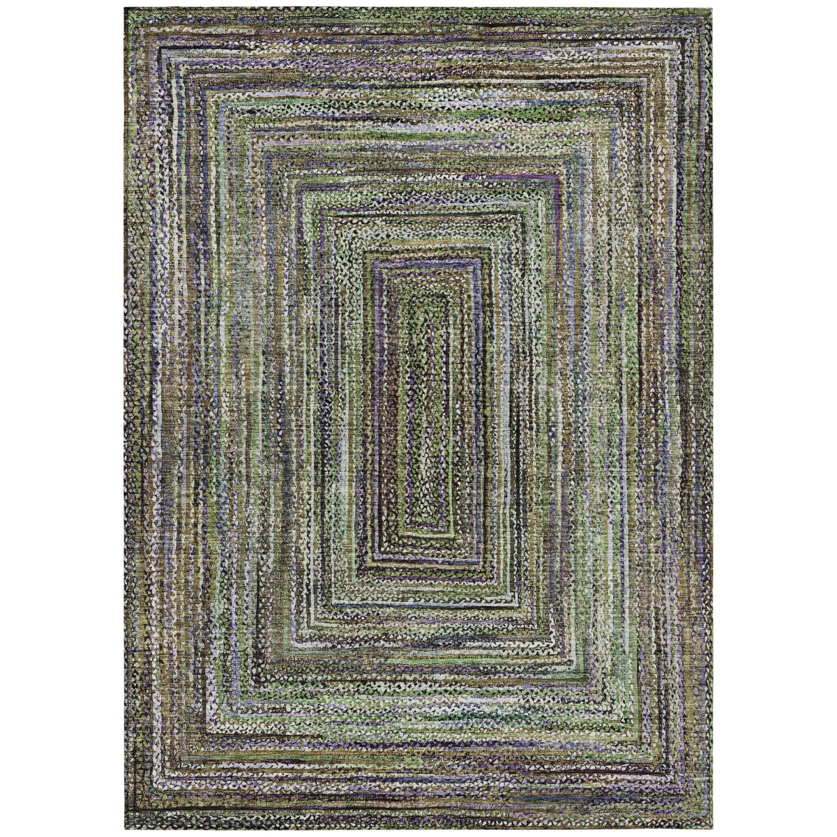 618926 5 x 8 ft. Olive Green Lavender & Fern Green Geometric Washable Transitional Indoor & Outdoor Rectangle Area Rug
