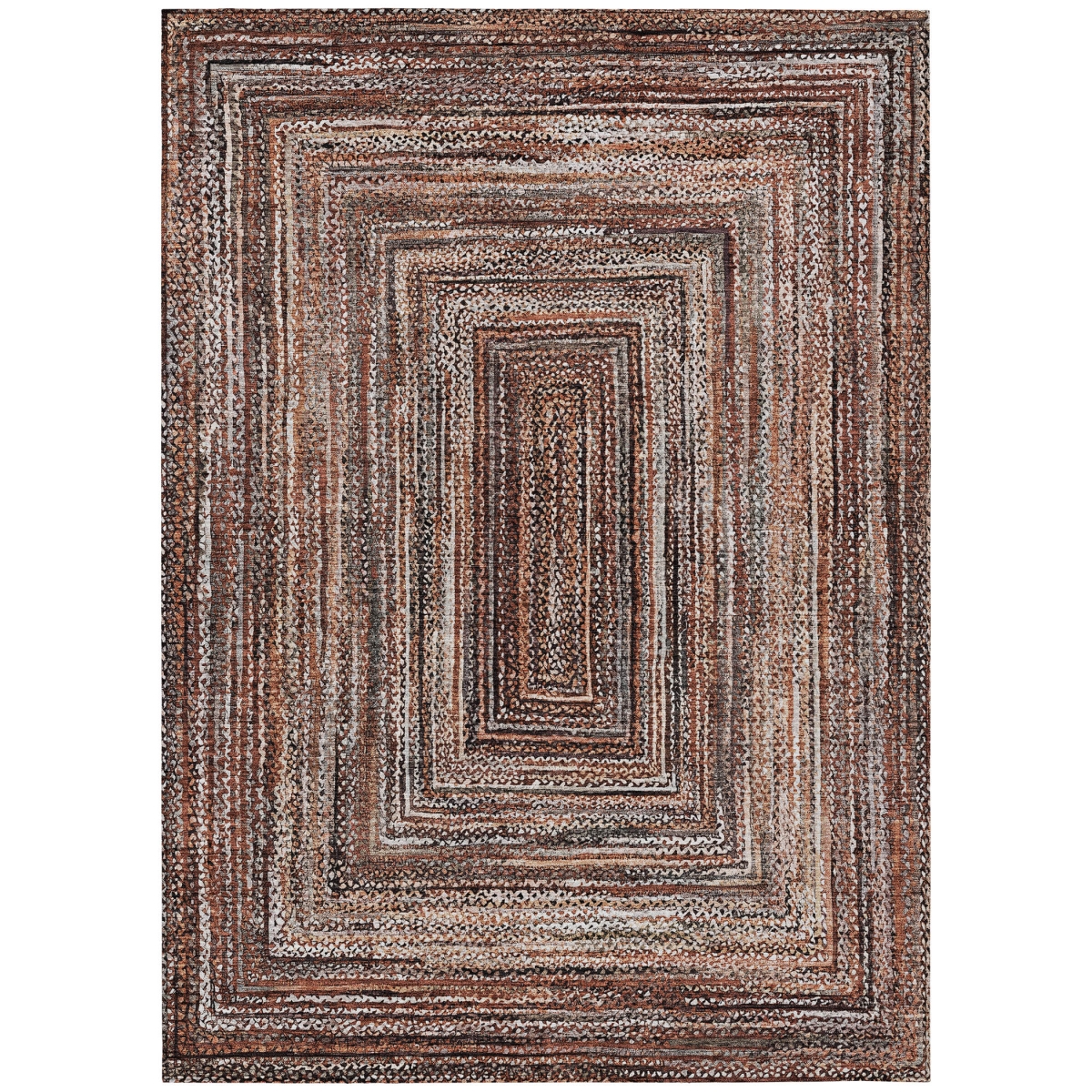 618959 9 x 12 ft. Terra Cotta Copper & Beige Geometric Washable Transitional Indoor & Outdoor Rectangle Area Rug