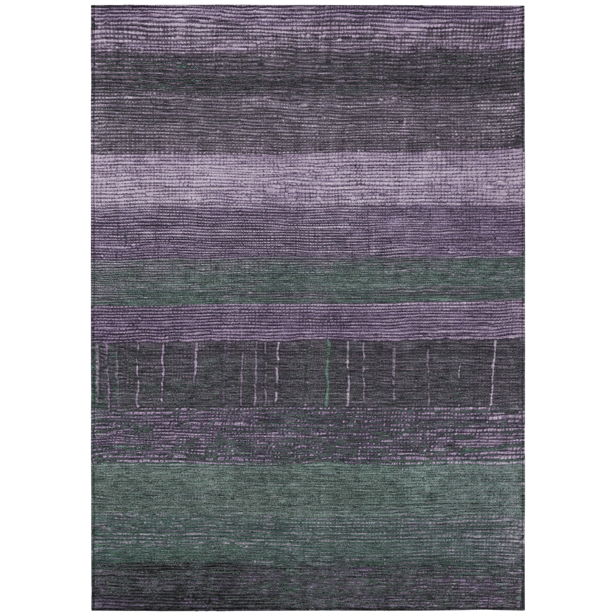 611645 10 x 14 ft. Purple & Olive Green Striped Washable Transitional Indoor & Outdoor Rectangle Area Rug