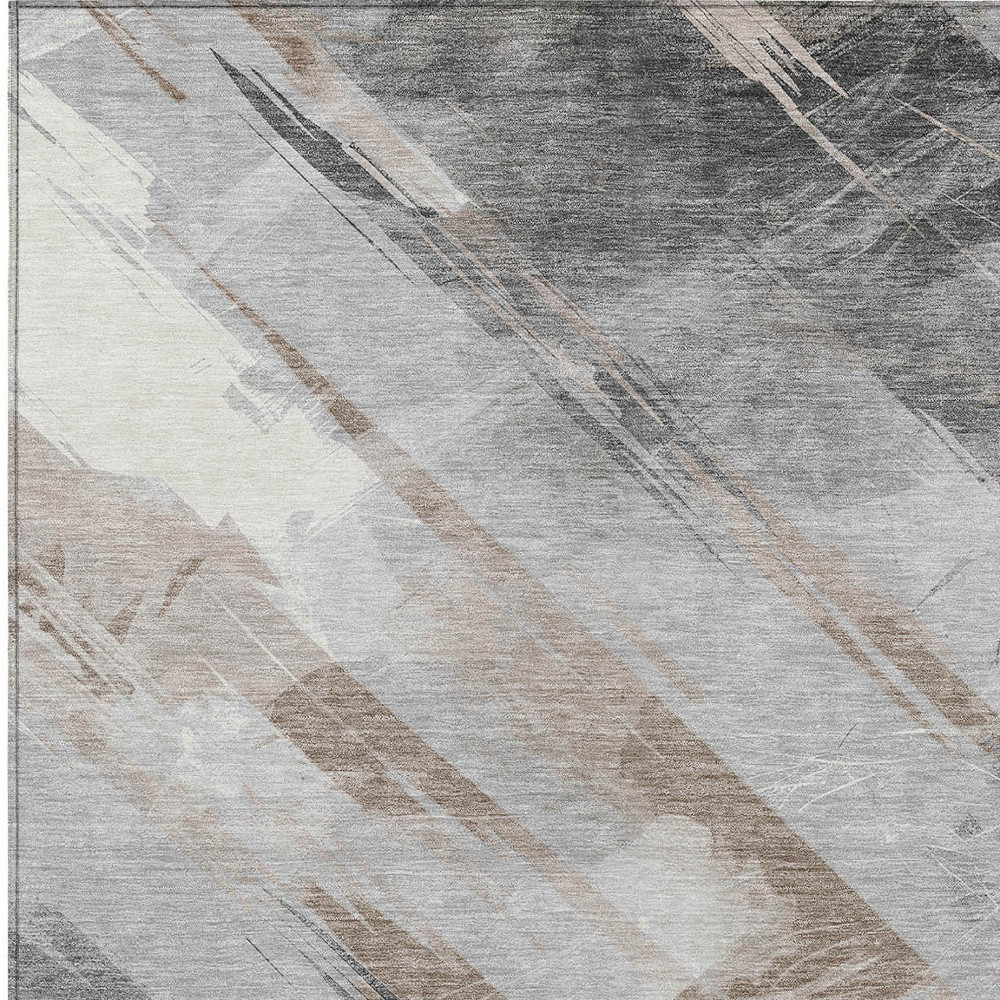 611440 10 x 14 ft. Taupe & Gray Striped Washable Transitional Indoor & Outdoor Rectangle Area Rug
