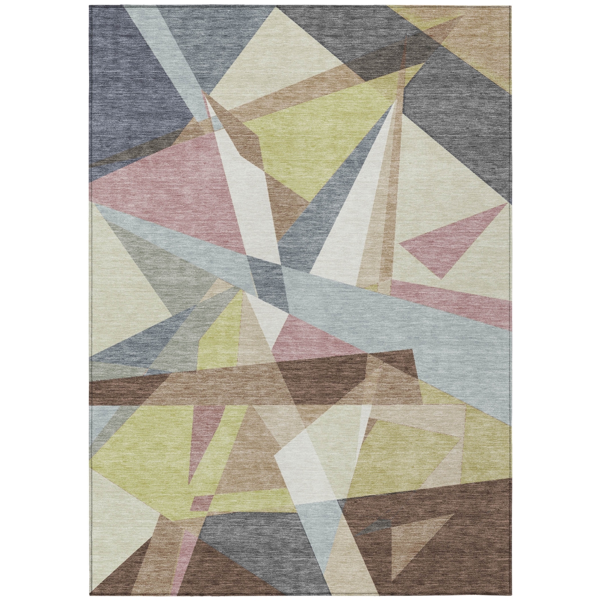 611957 10 x 14 ft. Khaki Beige & Mauve Geometric Washable Transitional Indoor & Outdoor Rectangle Area Rug