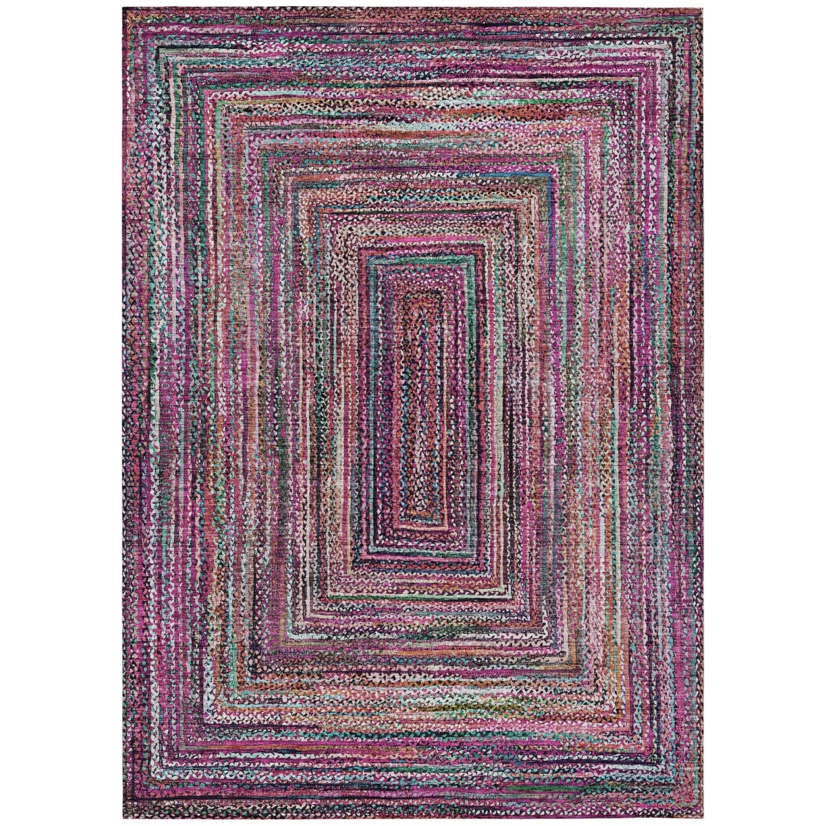 618931 3 x 5 ft. Pink Mauve & Teal Blue Geometric Washable Transitional Indoor & Outdoor Rectangle Area Rug