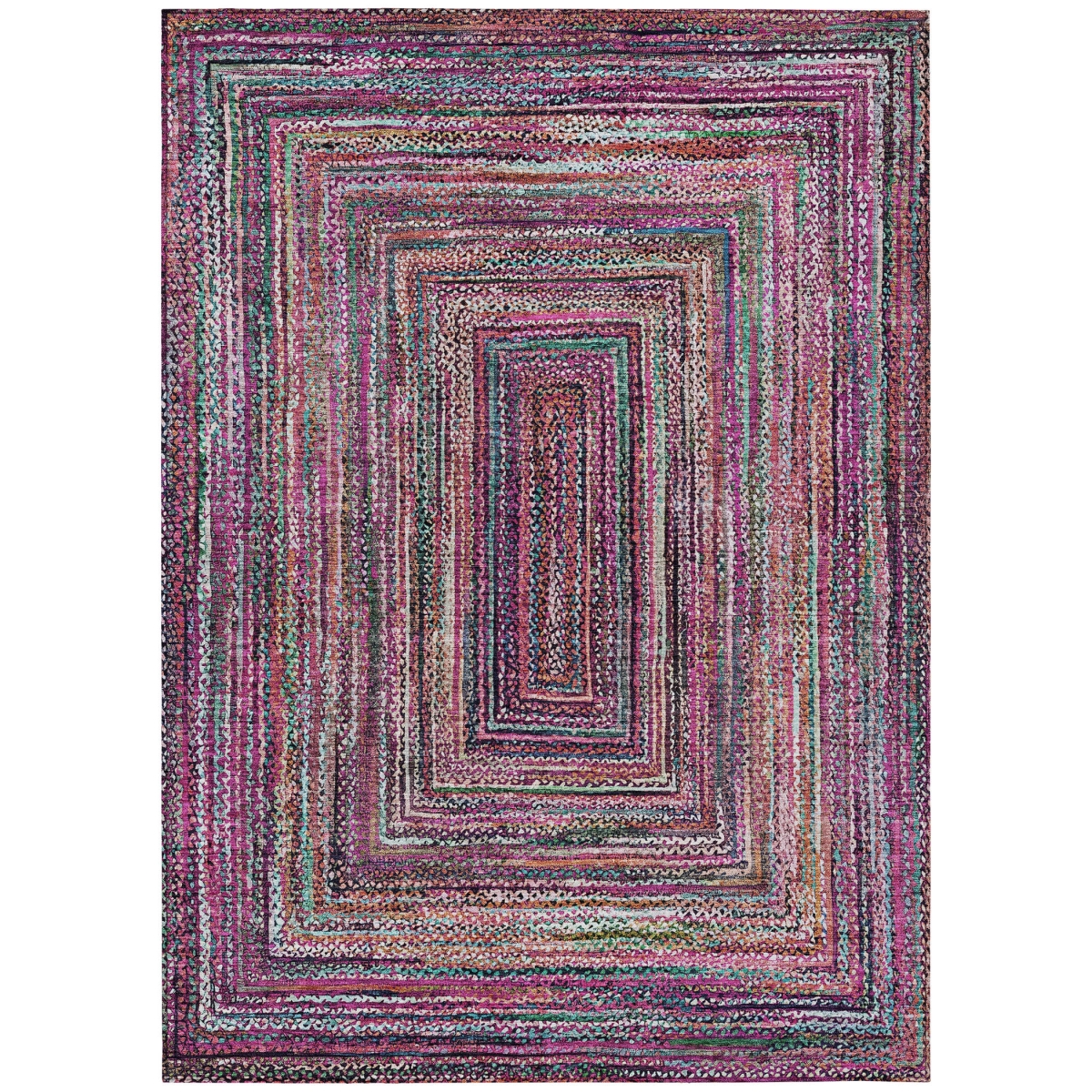 618936 10 x 14 ft. Pink Mauve & Teal Blue Geometric Washable Transitional Indoor & Outdoor Rectangle Area Rug