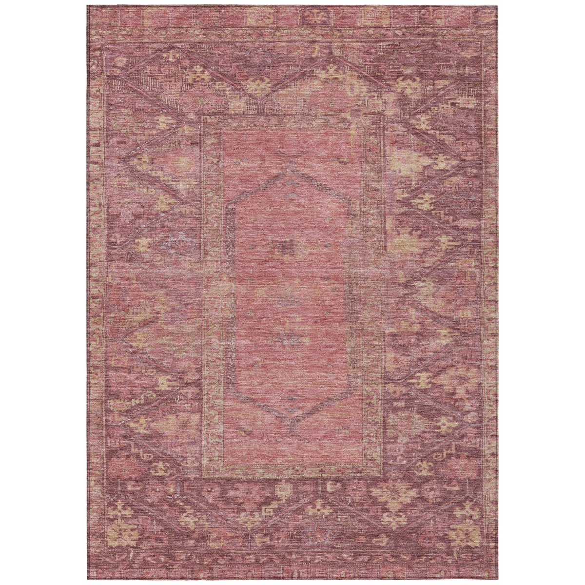 618990 10 x 14 ft. Blush & Pink Oriental Washable Traditional Indoor & Outdoor Rectangle Area Rug