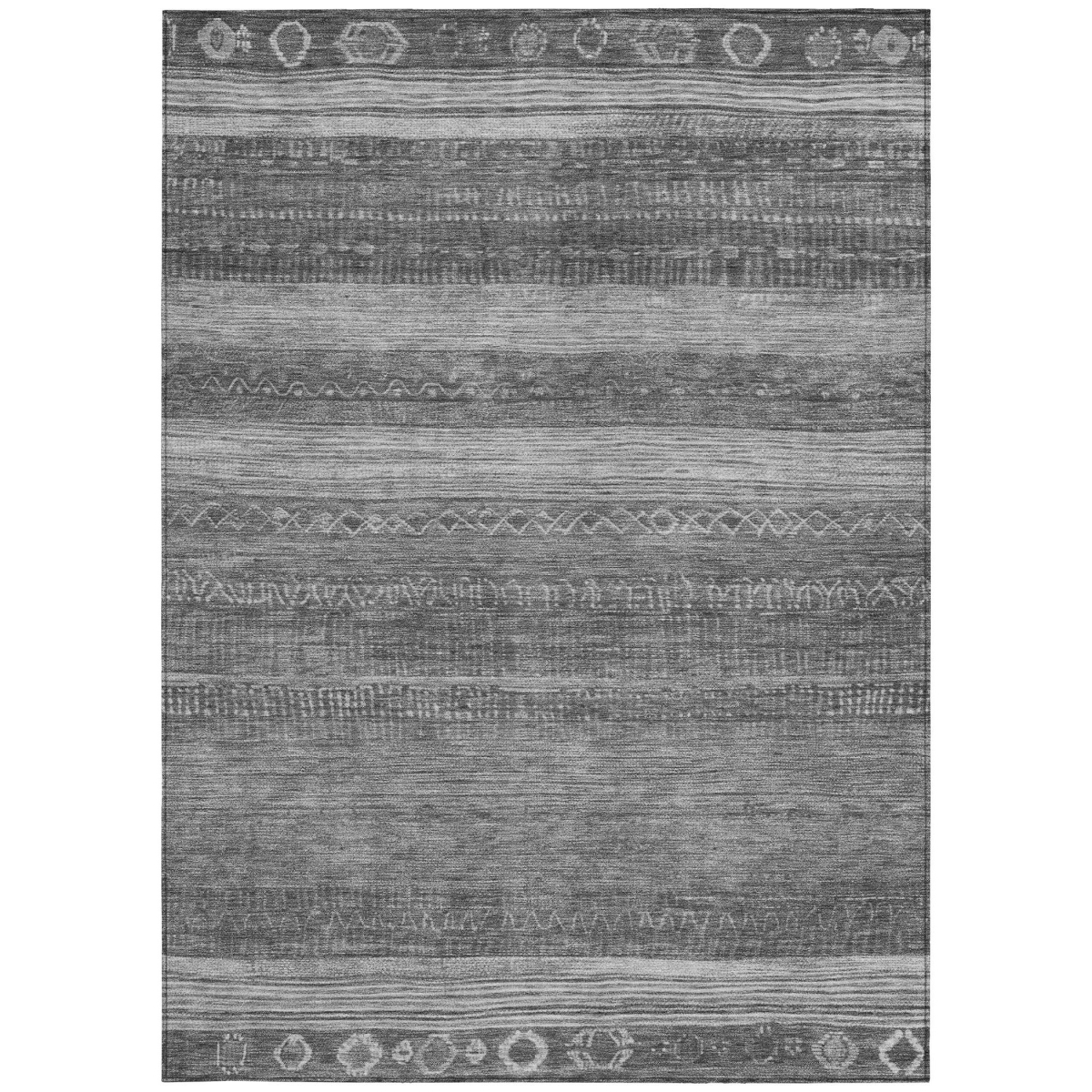 622610 9 x 12 ft. Gray & Silver Aztec Washable Transitional Indoor & Outdoor Rectangle Area Rug