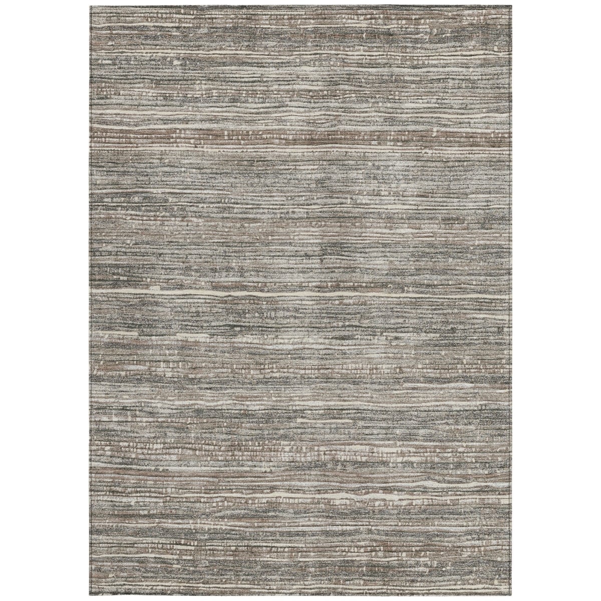 622564 3 x 5 ft. Beige & Gray Striped Washable Transitional Indoor & Outdoor Rectangle Area Rug