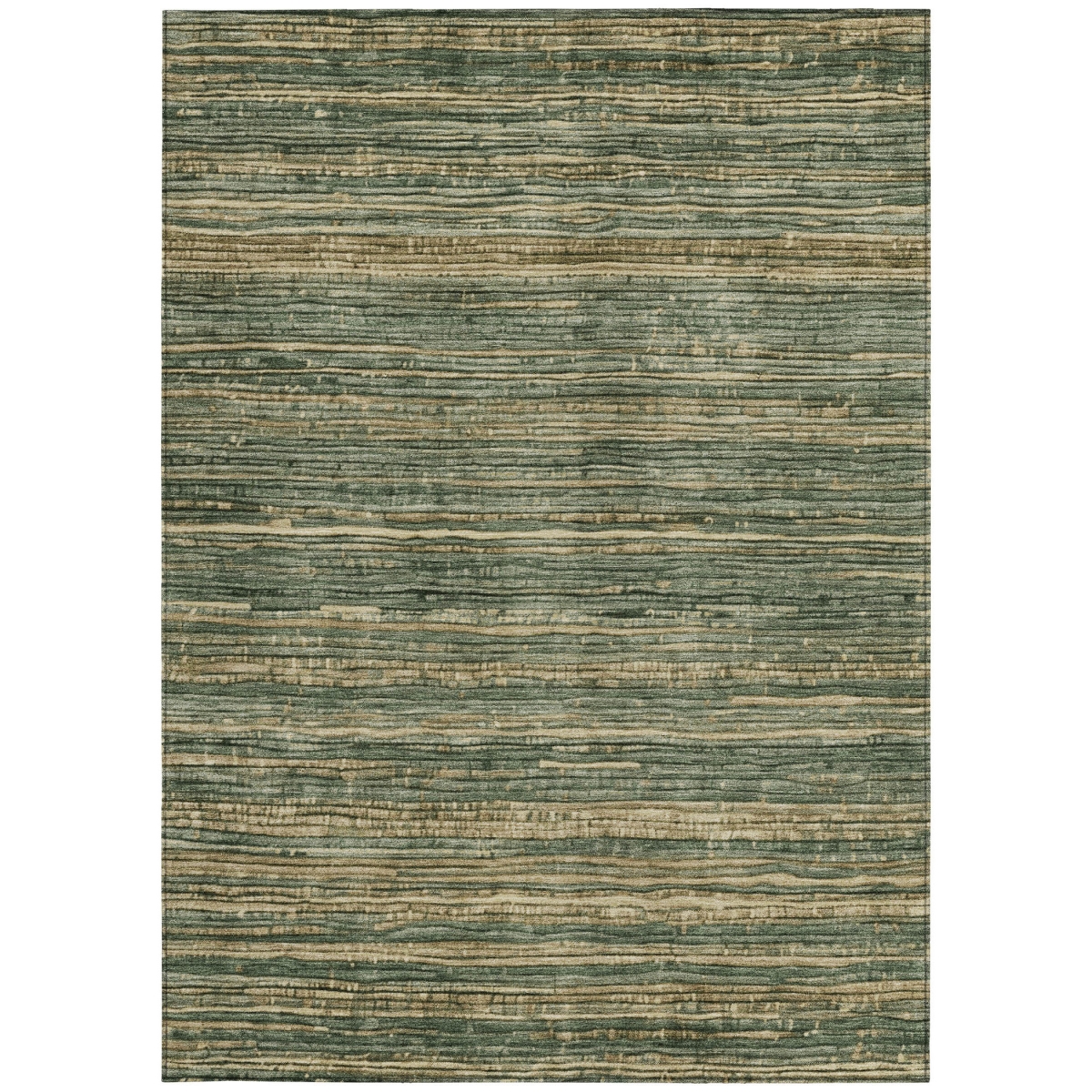 622575 10 x 14 ft. Fern Green & Charcoal Striped Washable Transitional Indoor & Outdoor Rectangle Area Rug