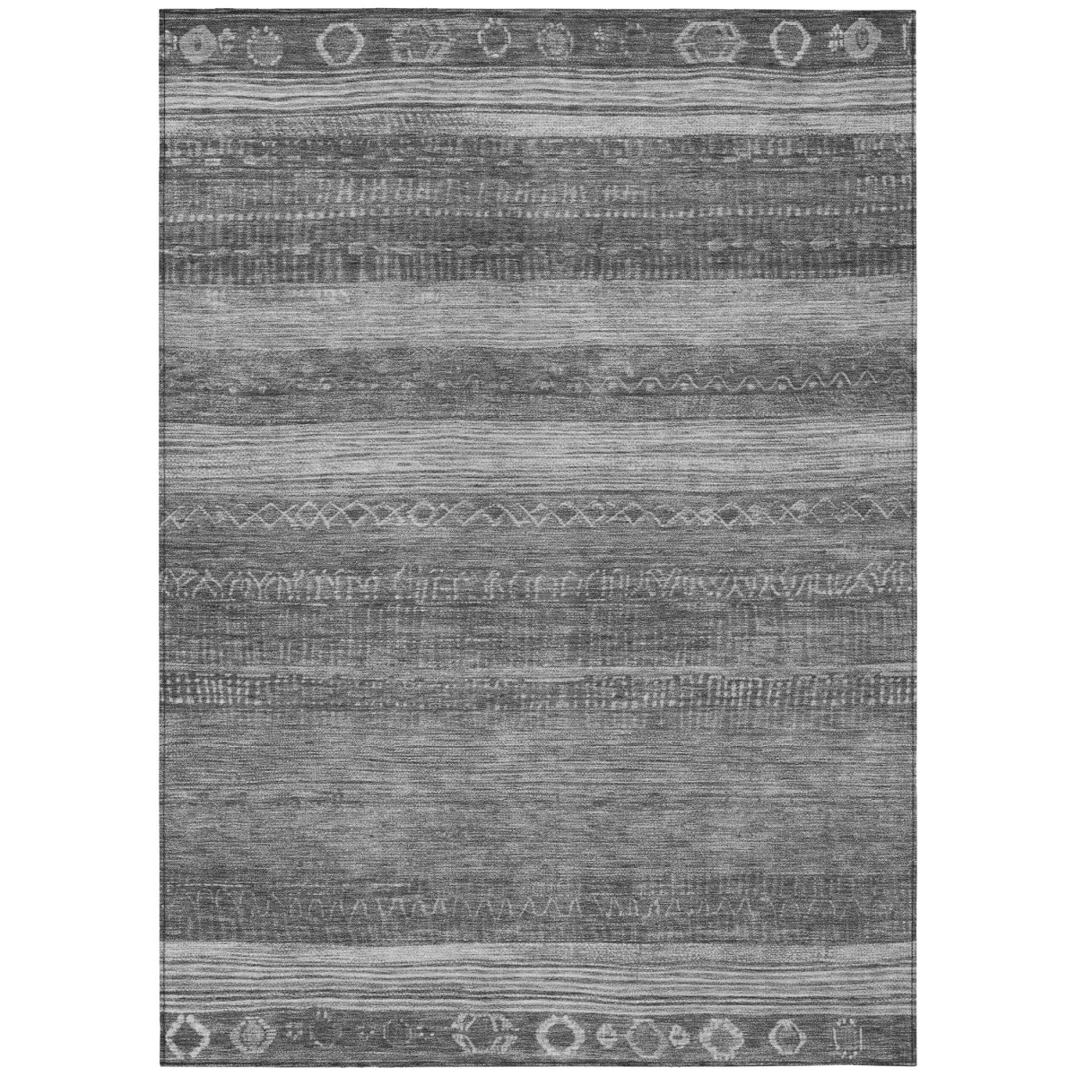 622609 8 x 10 ft. Gray & Silver Aztec Washable Transitional Indoor & Outdoor Rectangle Area Rug