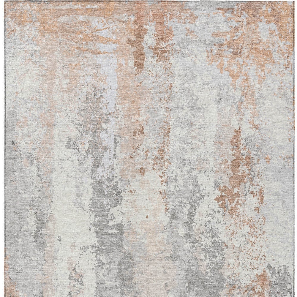 622618 3 x 5 ft. Coral & Ivory Abstract Washable Transitional Indoor & Outdoor Rectangle Area Rug