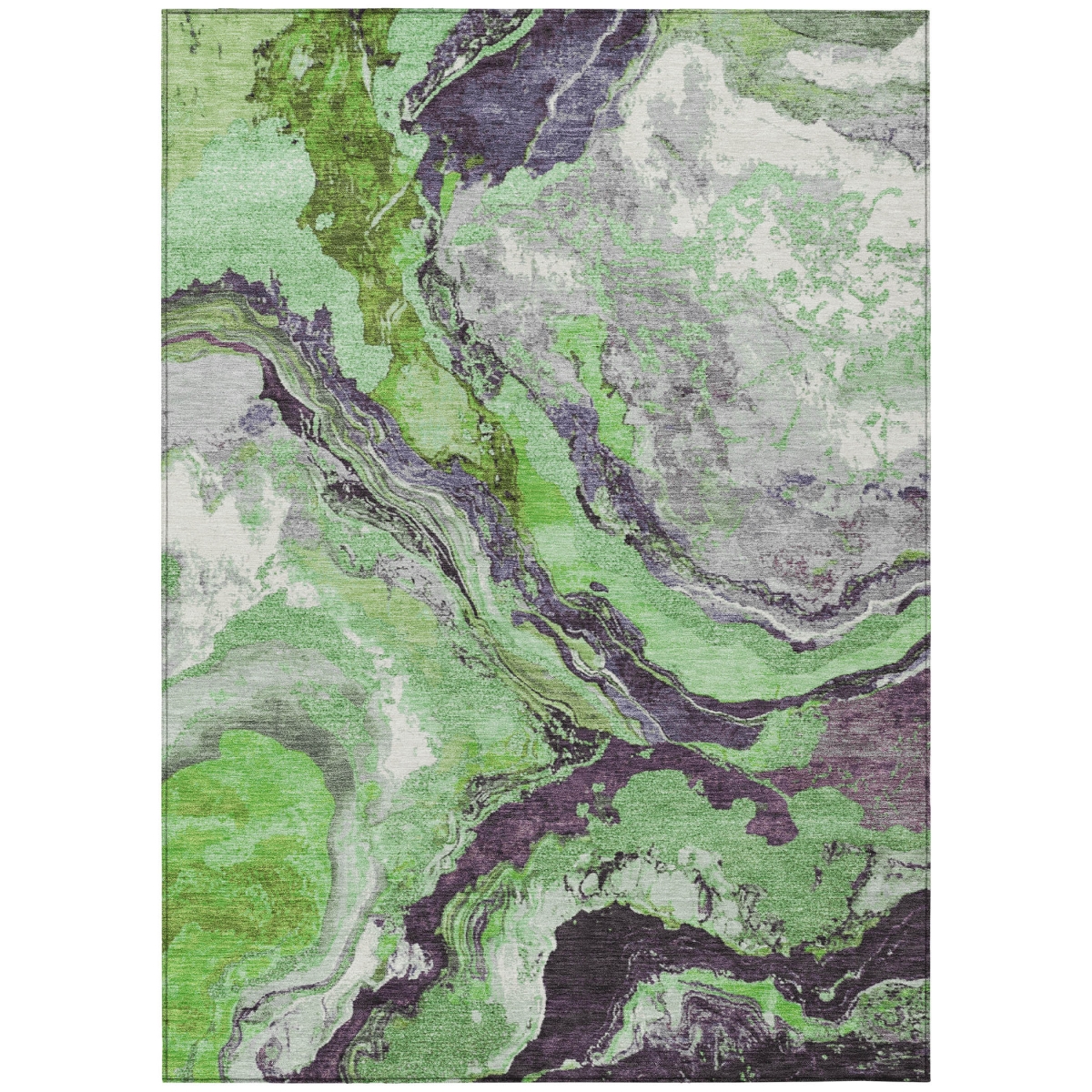 625443 9 x 12 ft. Green & Charcoal Abstract Washable Transitional Indoor & Outdoor Rectangle Area Rug