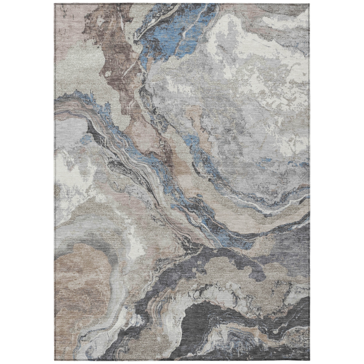 625467 9 x 12 ft. Taupe & Charcoal Abstract Washable Transitional Indoor & Outdoor Rectangle Area Rug
