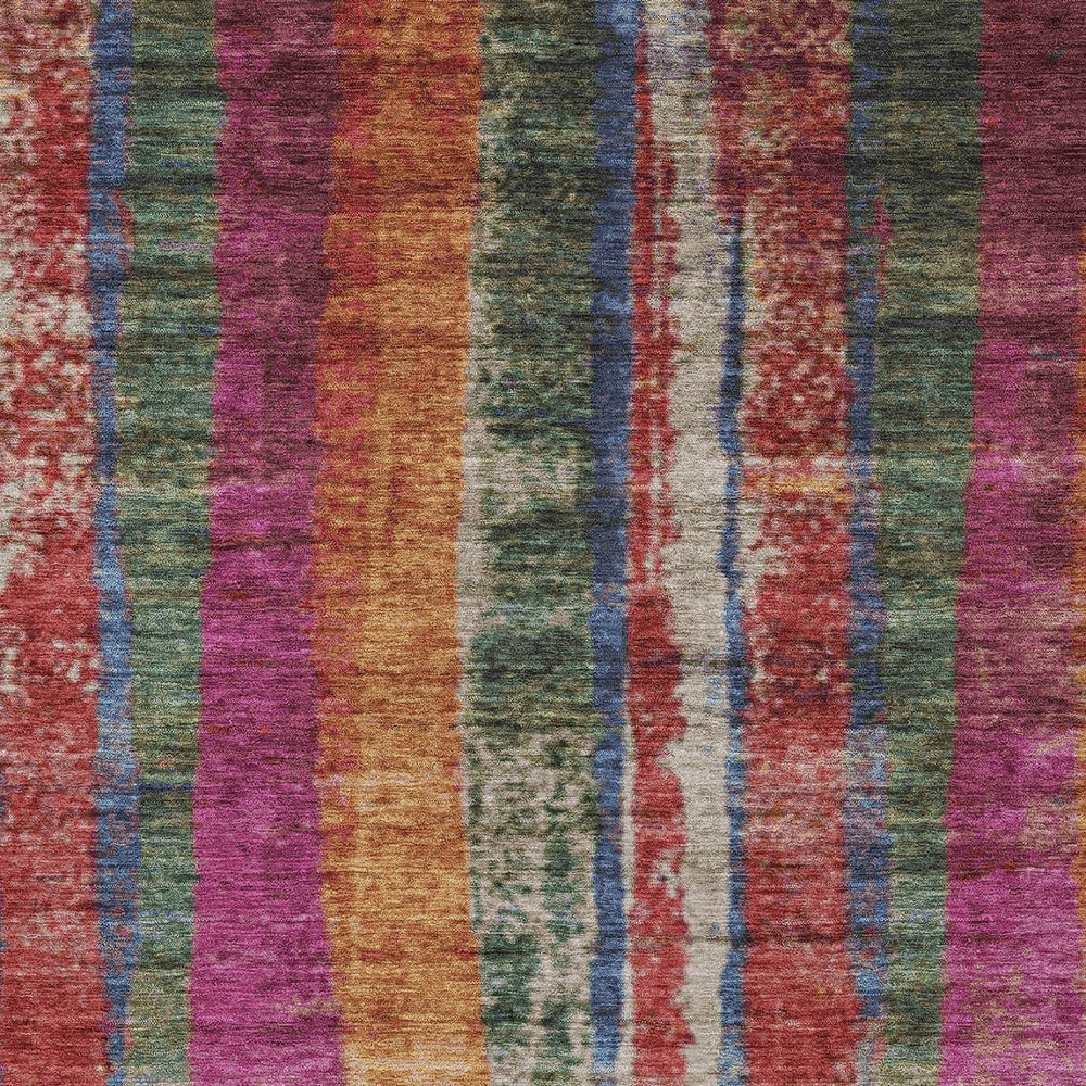 625503 9 x 12 ft. Beige Orange & Fern Green Striped Washable Transitional Indoor & Outdoor Rectangle Area Rug