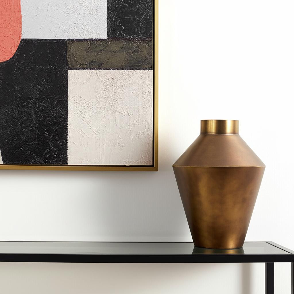 608352 13 in. Antiqued Bronze Metal Table Vase