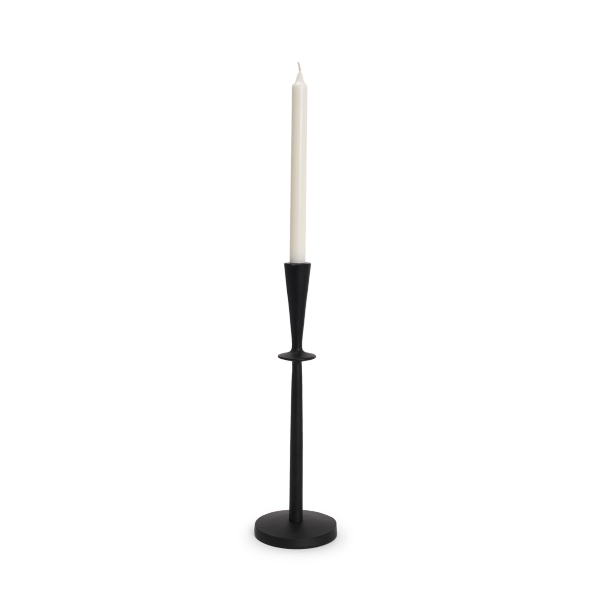 608432 15 in. Black Metal Abstract Tabletop Candle Holder