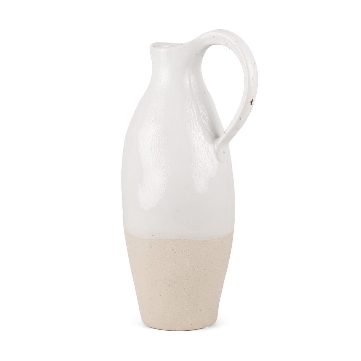 608601 14 in. White & Beige Ombre Bud Ceramic Jug Vase