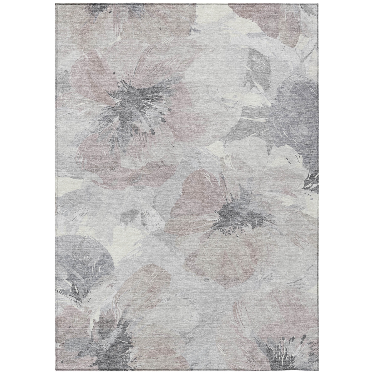 611548 10 x 14 ft. Taupe & Beige Floral Washable Transitional Indoor & Outdoor Rectangle Area Rug