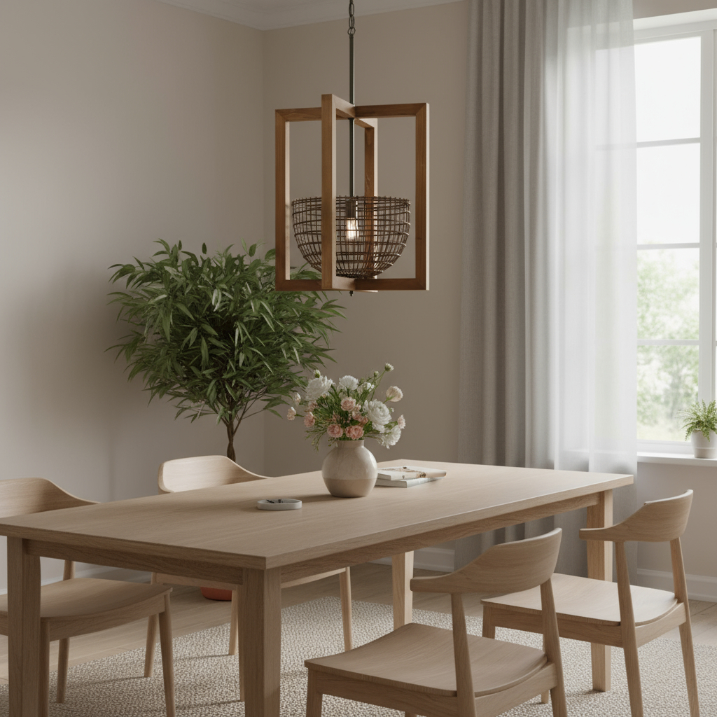 611617 37.2 x 15.75 x 15.75 in. Brown Single Metal Dimmable Ceiling Light with Brown Shades