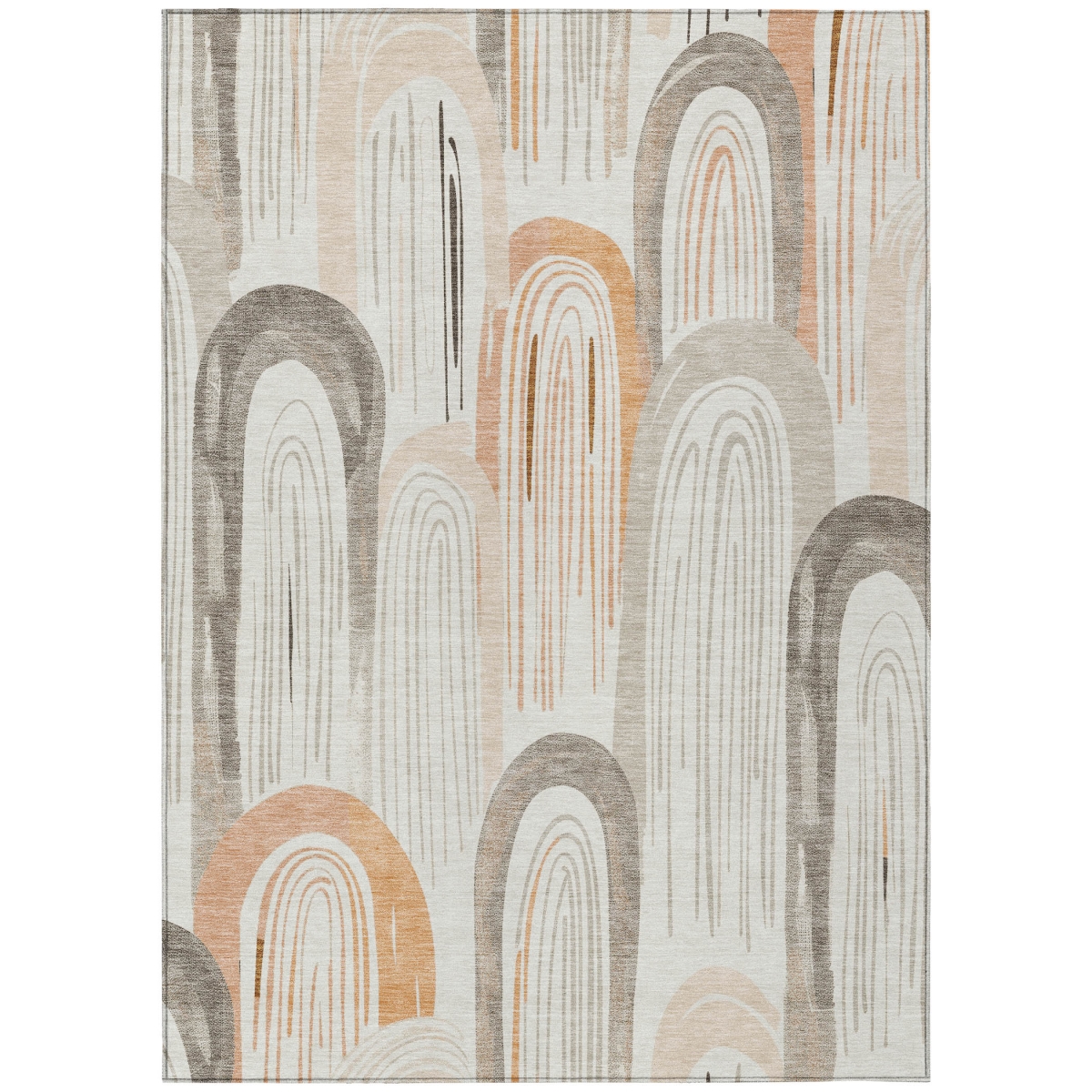 611764 9 x 12 ft. Ivory & Taupe Geometric Washable Transitional Indoor & Outdoor Rectangle Area Rug