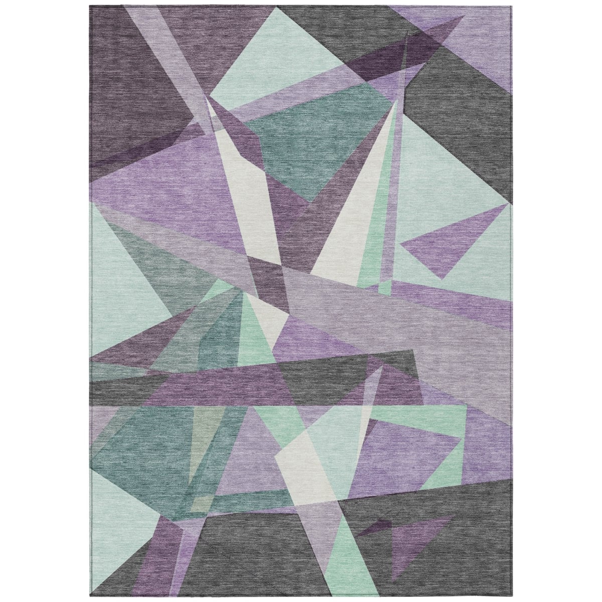 611965 5 x 8 ft. Purple Teal, Blue & Gray Geometric Washable Transitional Indoor & Outdoor Rectangle Area Rug