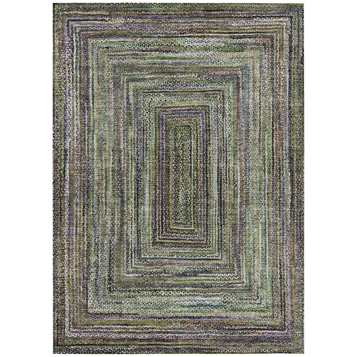 618925 3 x 5 ft. Olive Green Lavender & Fern Green Geometric Washable Transitional Indoor & Outdoor Rectangle Area Rug