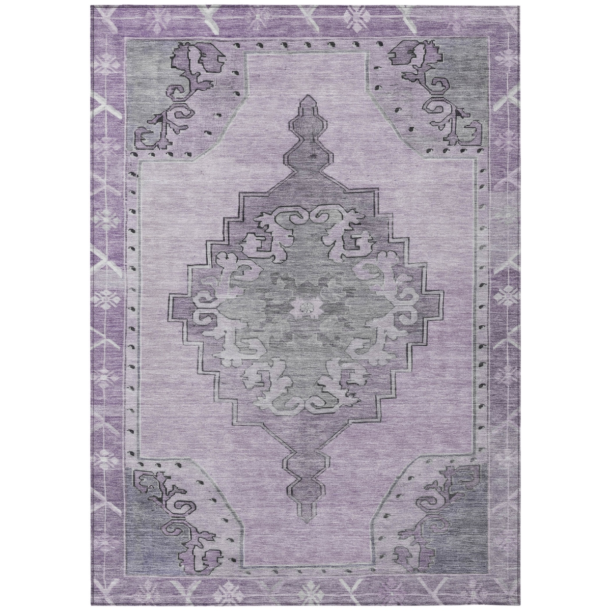 619169 9 x 12 ft. Plum & Gray Geometric Washable Traditional Indoor & Outdoor Rectangle Area Rug