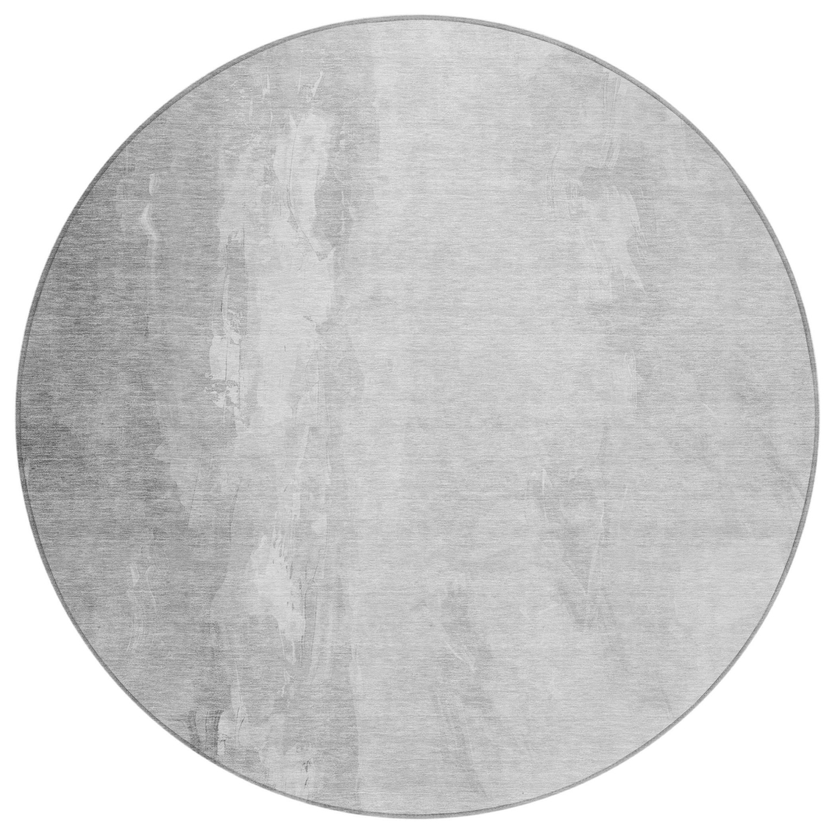 622518 8 ft. Gray & Ivory Abstract Washable Transitional Indoor & Outdoor Round Area Rug