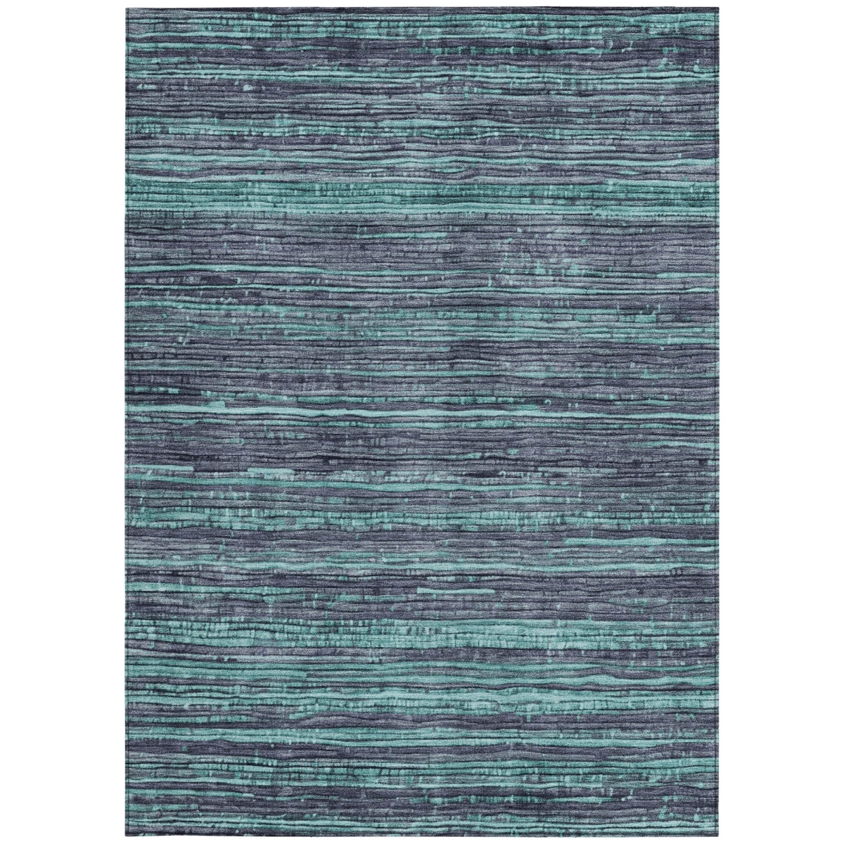 622598 9 x 12 ft. Teal, Blue & Gray Striped Washable Transitional Indoor & Outdoor Rectangle Area Rug