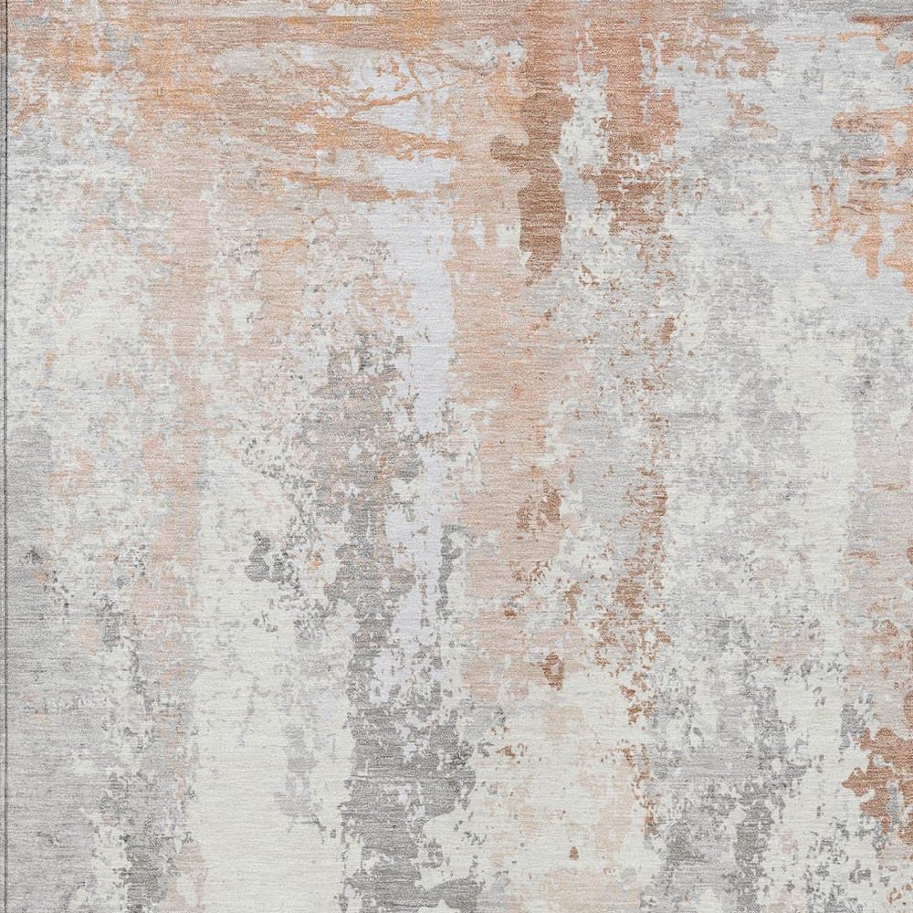 622622 9 x 12 ft. Coral & Ivory Abstract Washable Transitional Indoor & Outdoor Rectangle Area Rug