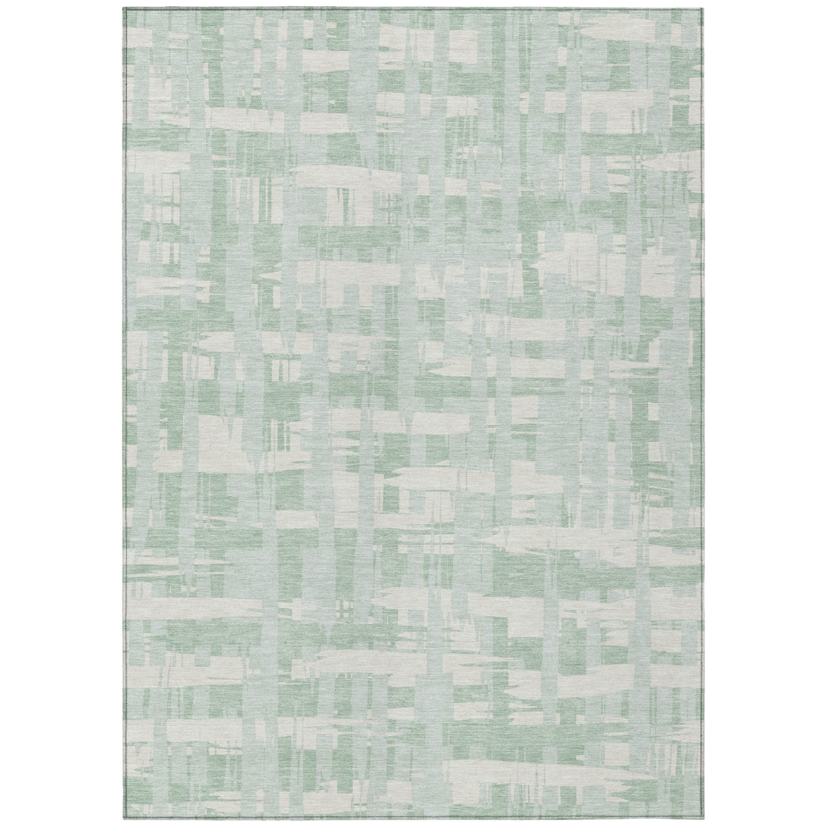 622717 9 x 12 ft. Mint Green, Ivory & Pale Aqua Striped Washable Transitional Indoor & Outdoor Rectangle Area Rug
