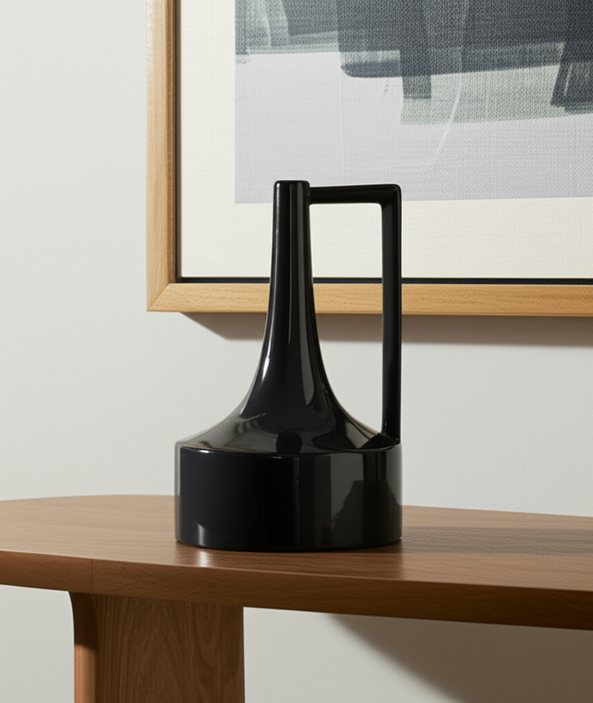 608290 12 in. Black Ceramic Jug Vase