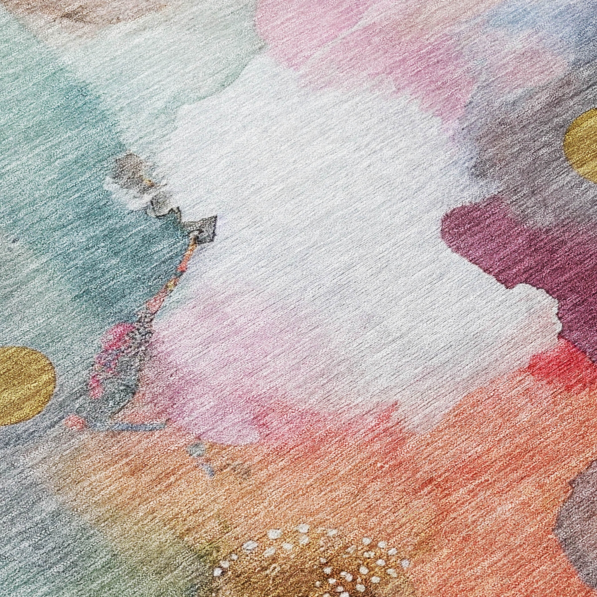 629286 10 x 14 ft. Blush Teal, Blue & Ivory Abstract Washable Transitional Indoor & Outdoor Rectangle Area Rug