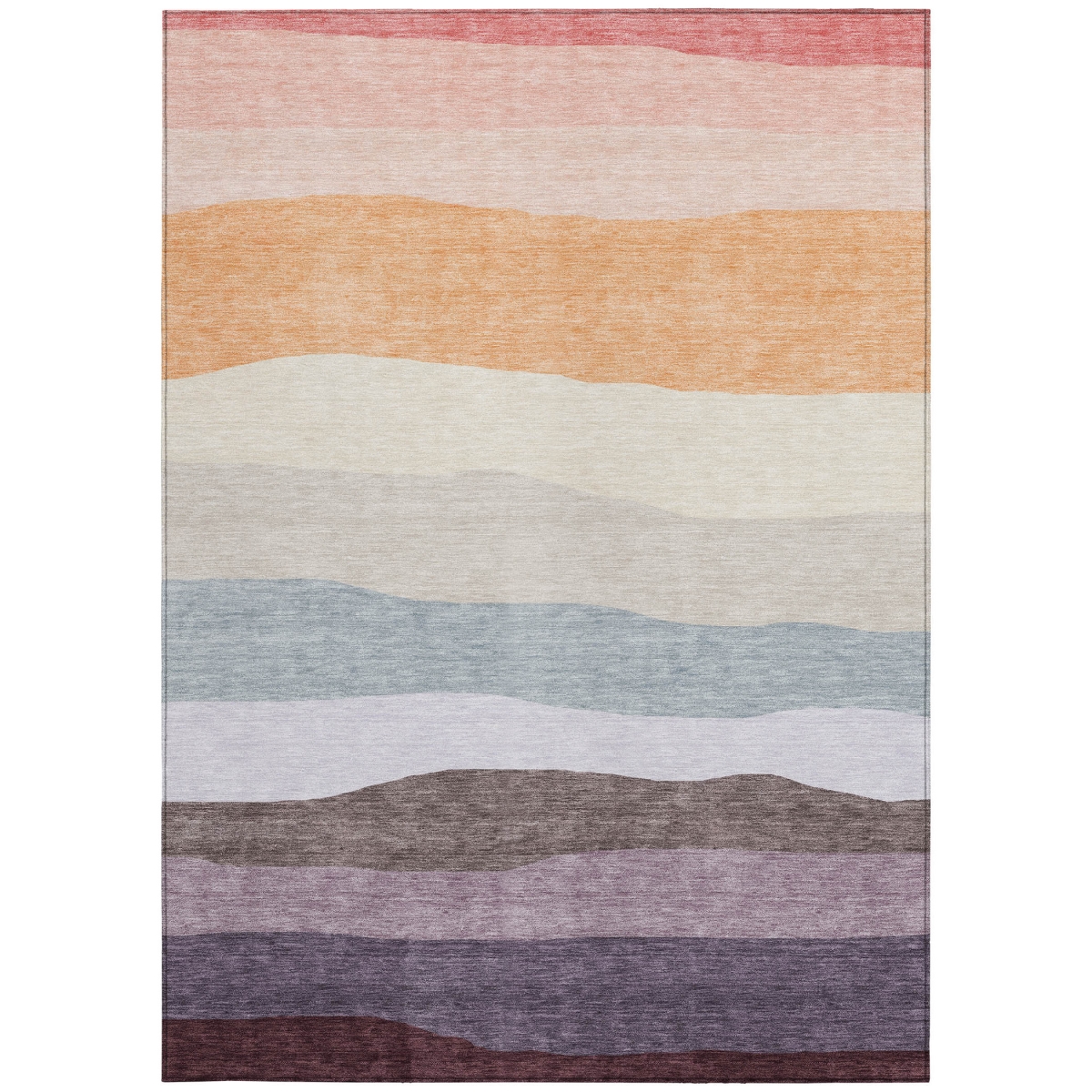 629412 10 x 14 ft. Orange Blush & Lavender Striped Washable Transitional Indoor & Outdoor Rectangle Area Rug