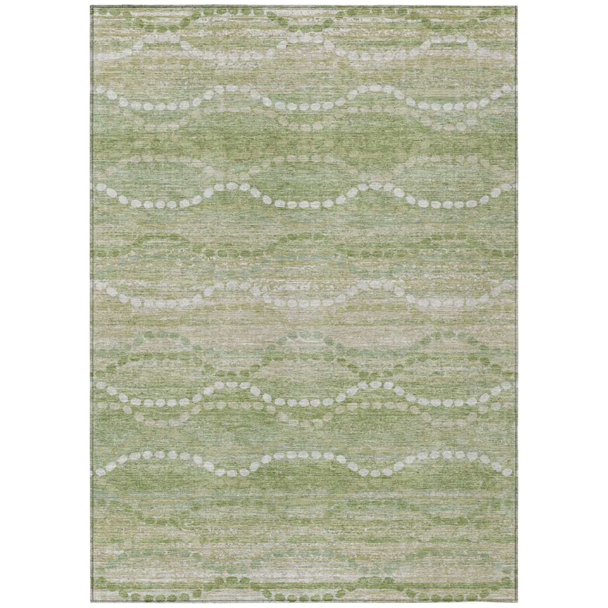 629677 3 x 5 ft. Sage & Ivory Ogee Washable Transitional Indoor & Outdoor Rectangle Area Rug