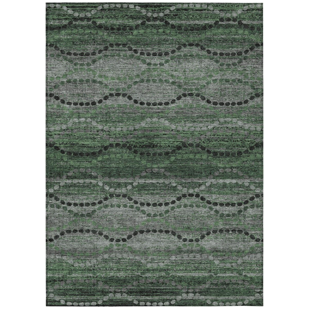 629708 5 x 8 ft. Olive Green & Gray Ogee Washable Transitional Indoor & Outdoor Rectangle Area Rug