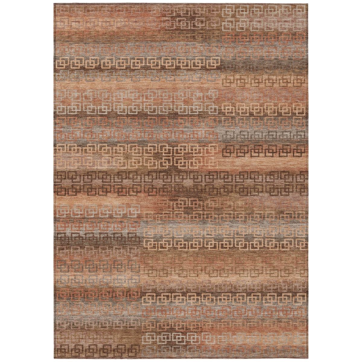 629606 5 x 8 ft. Copper & Peach Striped Washable Transitional Indoor & Outdoor Rectangle Area Rug