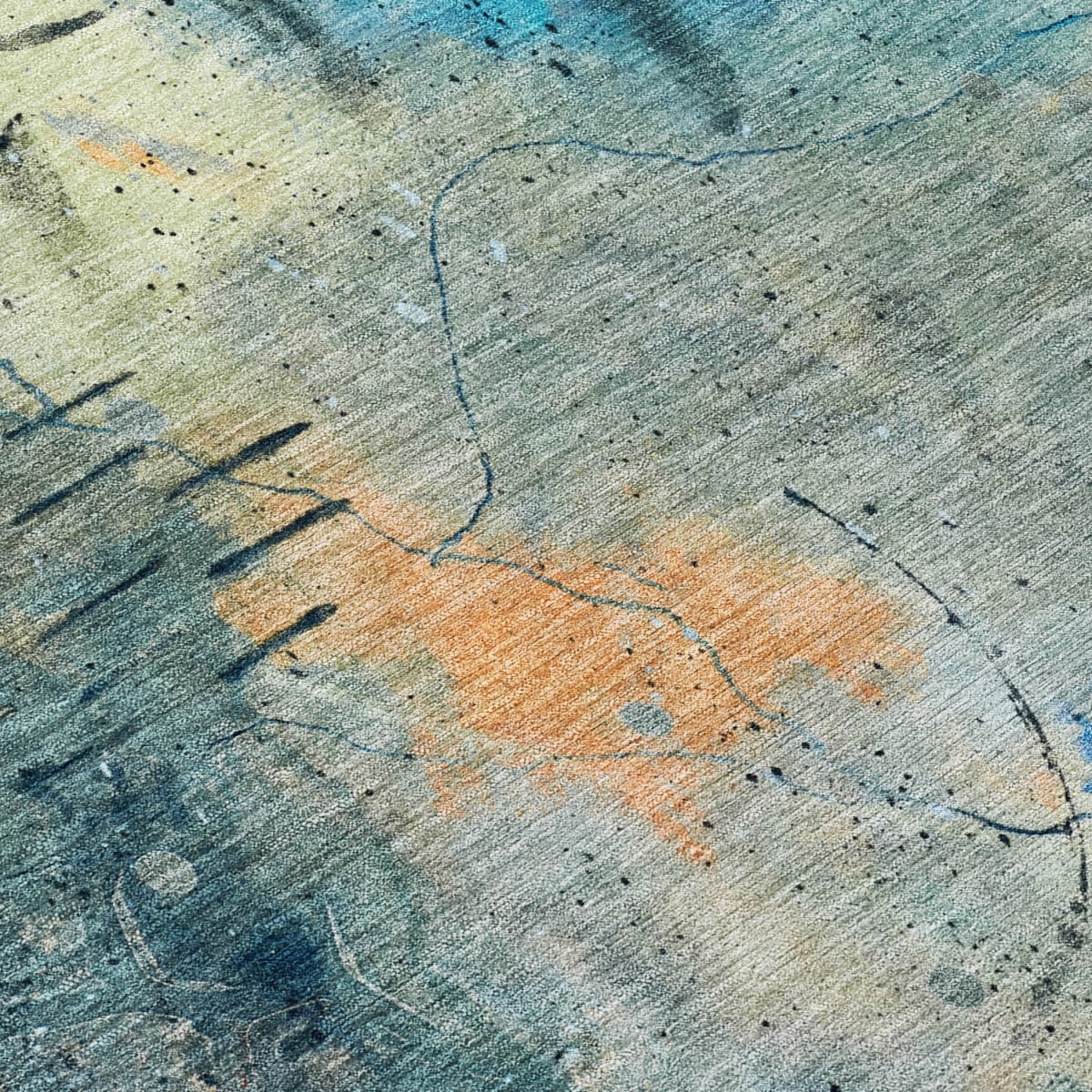 629744 5 x 8 ft. Teal, Blue & Gold Abstract Washable Transitional Indoor & Outdoor Rectangle Area Rug