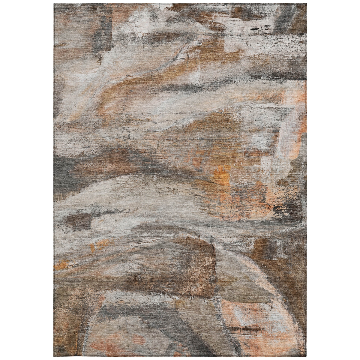 629947 9 x 12 ft. Brown, Gray & Copper Abstract Washable Transitional Indoor & Outdoor Rectangle Area Rug