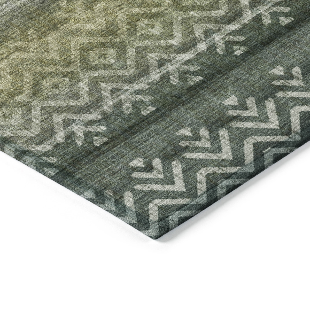 630043 9 x 12 ft. Green & Gold Geometric Washable Transitional Indoor & Outdoor Rectangle Area Rug