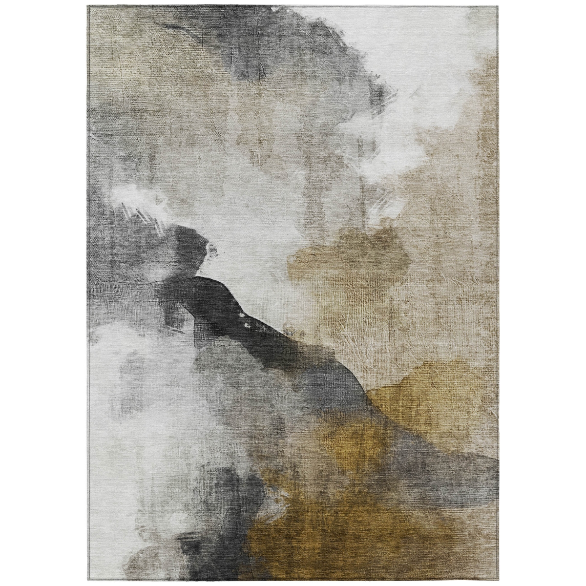 630062 10 x 14 ft. Brown & Charcoal Abstract Washable Transitional Indoor & Outdoor Rectangle Area Rug