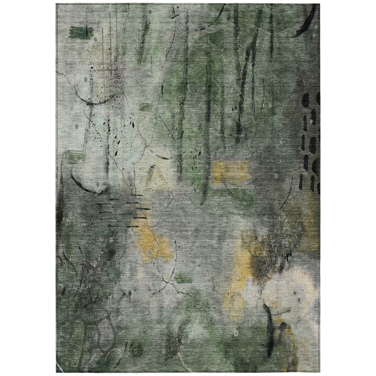 629734 8 x 10 ft. Pewter & Gold Abstract Washable Transitional Indoor & Outdoor Rectangle Area Rug