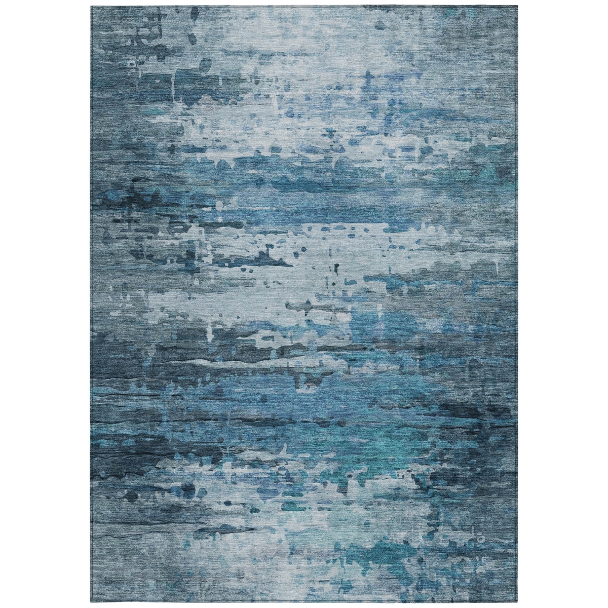 629794 8 x 10 ft. Blue & Ivory Abstract Washable Transitional Indoor & Outdoor Rectangle Area Rug